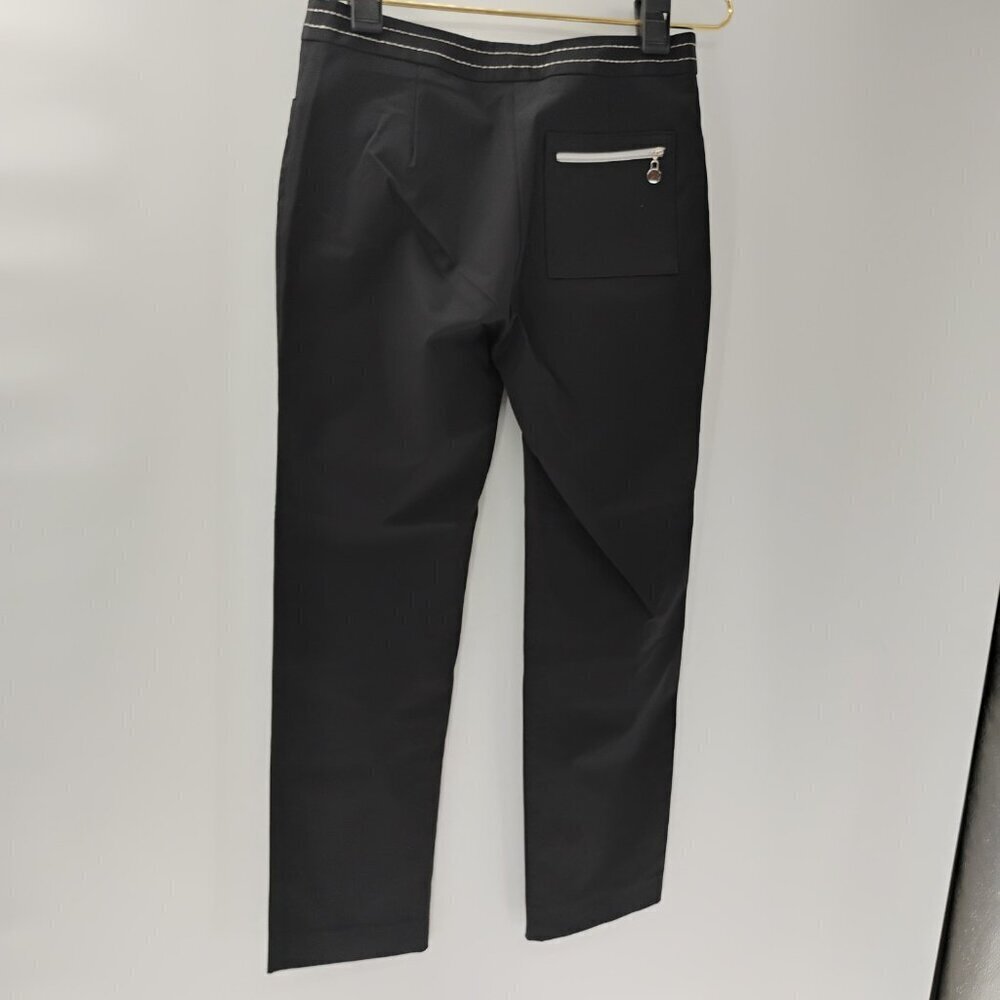 black womens dress pants straight‎ cut chanel brand sz10 with silver thread - Picture 7 of 13